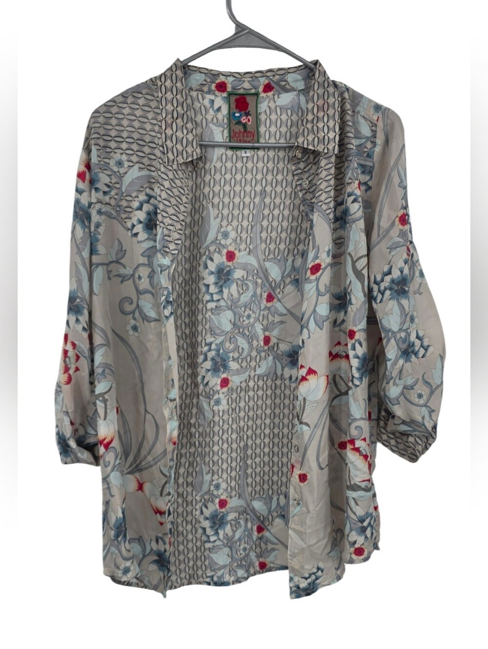 Johnny Was Floral Silk Blouse Small